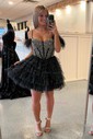 Corset Skater Glitter Tulle Tiered Homecoming Dresses