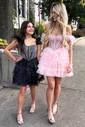 Corset Skater Glitter Tulle Tiered Homecoming Dresses