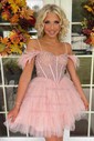 Corset Skater Glitter Tulle Tiered Homecoming Dresses