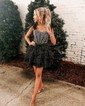 Corset Skater Glitter Tulle Tiered Homecoming Dresses