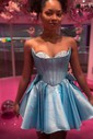 Corset Skater Satin Straight Ruched Homecoming Dresses