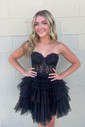 Corset Skater Glitter Tiered Homecoming Dresses