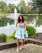 Corset Skater Glitter Tiered Homecoming Dresses