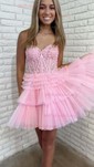 Corset Skater Glitter Tiered Homecoming Dresses