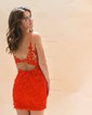 Elegant Red Bodycon Satin Appliques Homecoming Dresses