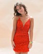 Elegant Red Bodycon Satin Appliques Homecoming Dresses