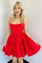 Corset Skater Stain Ruffle Bow Homecoming Dresses