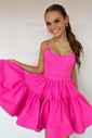 Corset Skater Stain Ruffle Bow Homecoming Dresses