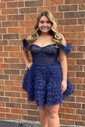 Corset Skater Tulle Feathers Ruffle Homecoming Dresses