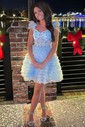 Corset Skater Tulle Feathers Ruffle Homecoming Dresses