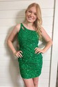 Sparkly Bodycon Sequin Cut Out One-Shoulder Homecoming Dresses