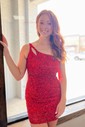 Sparkly Bodycon Sequin Cut Out One-Shoulder Homecoming Dresses