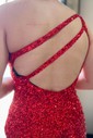 Sparkly Bodycon Sequin Cut Out One Shoulder Homecoming Dresses