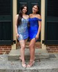 Corset Royal Blue Bodycon Satin Off-The-Shoulder Homecoming Dresses