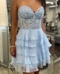 Corset Skater Chiffon Sweetheart Tiered Homecoming Dresses