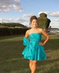 Unique Skater Taffeta Straight Bow Homecoming Dresses