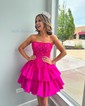 Corset Fuchsia Skater Taffeta Bow Beaded Homecoming Dresses