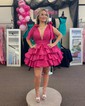 Puffy Black Skater Taffeta Tiered Homecoming Dresses