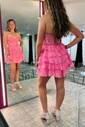 Corset Skater Chiffon Appliques Tiered Homecoming Dresses