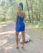 Corset Royal Blue Satin Tight Ruched Homecoming Dresses