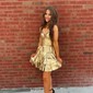 Corset Gold Skater Metallic Tiered Homecoming Dresses