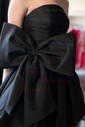 Unique Black Skater Satin Bow Homecoming Dresses