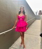 Unique Skater Chiffon Pleated Cut Out Homecoming Dresses