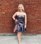 Unique Fuchsia Skater Metallic Bow Homecoming Dresses