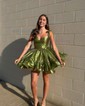 Corset Hunter Skater Organza Ruffle Homecoming Dresses