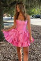 Corset Skater Taffeta Ruffle Bow Homecoming Dresses