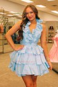 Unique Skater Taffeta Ruffle Tiered Homecoming Dresses