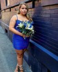 Corset Sky Blue Bodycon Jersey Beaded Homecoming Dresses