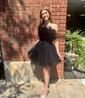 Glitter Black Skater Straight Feathers Homecoming Dresses