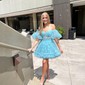 Corset Skater Tulle Ruffle Homecoming Dresses