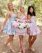 Corset Sky Blue Satin Skater Ruffle Homecoming Dresses