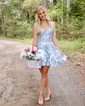 Corset Sky Blue Satin Skater Ruffle Homecoming Dresses