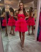 Unique Skater Tulle Cut Out Tiered Homecoming Dresses