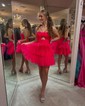 Unique Skater Tulle Cut Out Tiered Homecoming Dresses