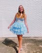 Corset Skater Appliques Tiered Homecoming Dresses