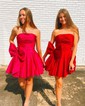 Unique Skater Taffeta Straight Bow Homecoming Dresses