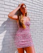 Sparkly Bodycon Sequin V-neck Homecoming Dresses