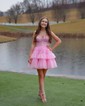 Corset Skater Glitter Tulle Tiered Homecoming Dresses