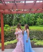 Ball Gown Scoop Neck Tulle Prom Dresses With Appliques