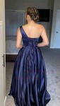 Ball Gown/Princess Floor-length One Shoulder Satin Sleeveless Pockets Prom Dresses