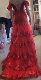 Sheath/Column Off-the-shoulder Tulle Sweep Train Prom Dresses With Appliques Lace