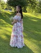 Ball Gown/Princess Off-the-shoulder Tulle Court Train Prom Dresses With Sashes / Ribbons