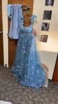 Ball Gown/Princess Square Neckline Tulle Sweep Train Prom Dresses With Sashes / Ribbons