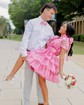 Unique Fuchsia Skater Organza Tiered Homecoming Dresses