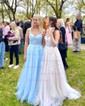 Ball Gown/Princess Sweep Train Sweetheart Tulle Appliques Lace Prom Dresses