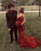 Mermaid V-neck Sparkly Velvet Sequin Prom Dresses